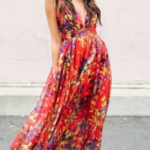 Red Floral Maxi Dress